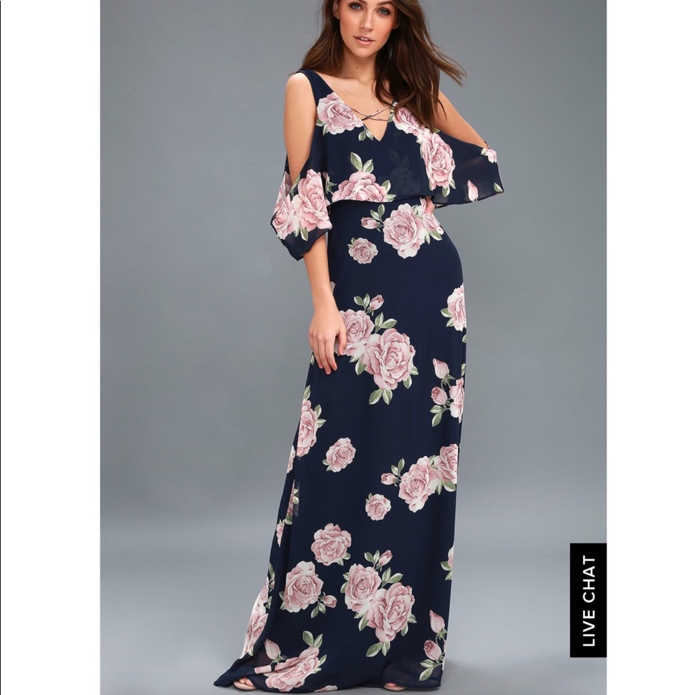 NWOT:The Very Thought of You Navy Blue Floral Maxi